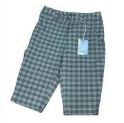 Nike golf shorts green gingham checkered NWT size 0 Bermuda swoosh plaid pockets