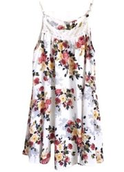 UMGEE | White floral sleeveless dress with lace trim at neckline Size M