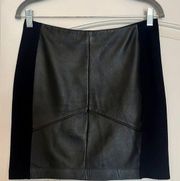PINKO Lamb Leather Panel Mini Skirt, Size 6 (EU 42)