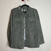 Dennis Basso grey suede leather jacket