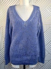 Skull Cashmere Sora Metallic Blue Silver Sweater