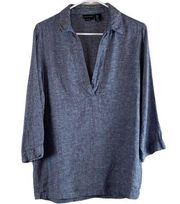 🌻💐Clearance 💐🌻Tahari 100% Linen Popover Split V-Neck Tunic Size S