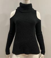 Pink Rose Turtleneck Open Shoulder Sweater