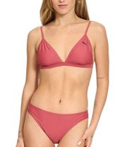 NWT PUMA Women's Triangle Bikini Top & Bottom Swimsuit Set Color: Dark Pink XXL