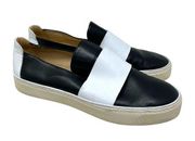 Stuart Weitzman Leather Colorblock Slip-on Sneakers Black White Size 8.5