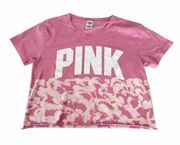 Victorias Secret PINK Pink Paint‎ Splatter & Cloud Crop T-Shirt