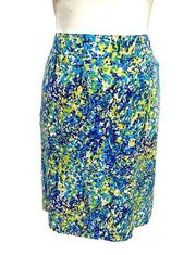 Skirt Pencil Skirt Size 10 Lined blue Green Watercolor Print Pockets