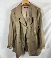 Tahari Brown Button Front Trench Coat Size Medium