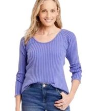 Knox Rose Women's Slim Fit Long Sleeve Ribbed T-Shirt Purple Size M NWT