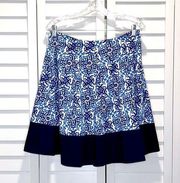 for Design Nation floral skirt blue white unlined side zipper medium