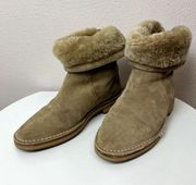 JIMMY CHOO Womens Tan Suede Shearling Lined Ankle Boots Size 37 US 6.5-7