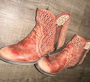 Circle G Q0003 Red Cut Out Shortie Booties distress / western size 8.5