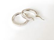 Silver Hoop Crystal  Earrings