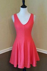 NEW Ixia ModCloth Coral Textured Retro Flirty Dancing Skater Dress Small