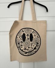 Floral Smiley Cotton Tote Bag 