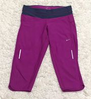 Nike Dri Fit Running Capri Cropped Leggings Purple Medium