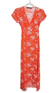 Knot Sisters Maxi Dress Orange Women's Size XS Short Sleeve Floral