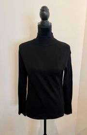 Black Mock Neck Long Button Flare Sleeve Sweater Size Medium