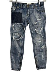 One Teaspoon Trashed Free Birds Jeans Blue Acid Wash Highly Destroyed SAMPLE