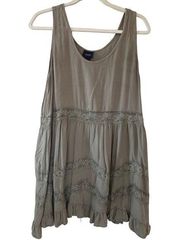 Women’s Daytrip Tiered Lace Tank Tunic/Dress Size L Olive Green