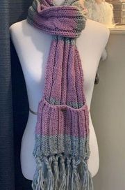 Gray and Purple Scarf with Pockets