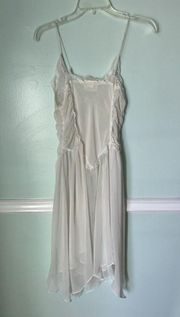 JANE WOOLRICH M cream ivory slip nightgown lace strappy