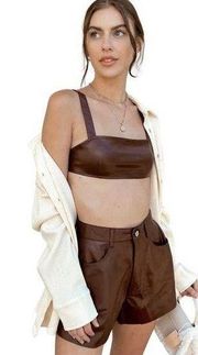 WeWoreWhat Buttery Vegan Leather Bra Top in Cacao Size Small