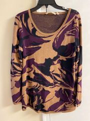 brown/purple crewneck long line pullover sweater. Medium