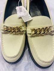 NWT Old Navy Faux Leather Chunky Heel Loafers Size 8.5 off white