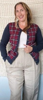 Plaid Tommy Hilfiger 100% Pima Cotton Button Down Cardigan Sweater size M medium