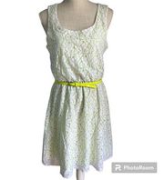 Maurices White and Bright Green Lace Sleeveless Mini Dress Women’s Size Medium