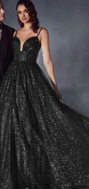 Black And Silver Glitter Prom Dress 