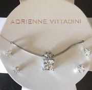 New Adrienne Vittadini Crystal Set Box Chain Neckl