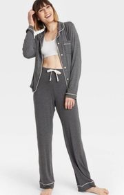 Women's Soft Long Sleeve Top and Pants Pajama Set Gray XL
