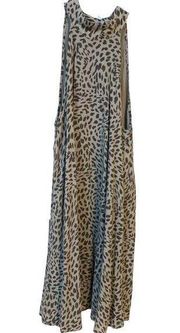 CLOTH AND STONE Anthropologie Green Cheetah Print Halter Dress Size S Sleeveless