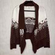 Decree Small Brown Nordic Style Cardigan Open Front Shawl Collar