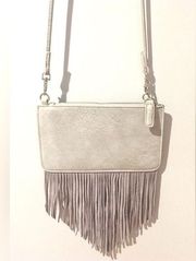 Free People genuine gray suede convertible Crossbody clutch with Friends trim