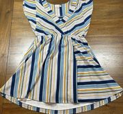 Monteau Los Angeles Dress Size XL Striped Blue White