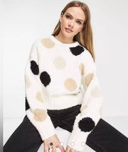 & Other Stories Polka Dot Jacquard Wool Blend Knit Cropped Sweater Size XS