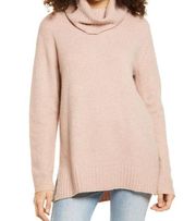 Nordstrom BP. Pastel Pink Turtleneck Tunic Sweater XXS Ribbed Oversize Cozy New