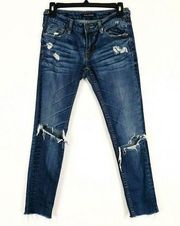 Vigoss Jager Medium Wash Ripped Distressed Low Rise Skinny Jeans