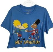 Nikelodeon Hey Arnold Blue Graphic Crop T-Shirt Large NWOT