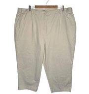 LL Bean Pants Women 24W Original Fit Capri Cropped Cotton Khaki Beige