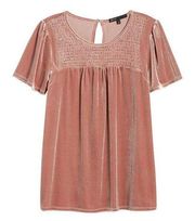 Velvet Babydoll Top Dust Pink XS Prairie Cottagecore Smock Nordstrom Gibson NEW