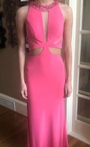 NWT Jeweled neck dress HOT Pink Prom Evening Gown