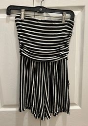 Womens Black & White Striped Romper Size Small