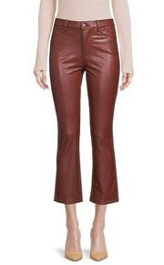 Elie Tahari Coated 5 Pocket Ankle Pant Kick Flare Tortoiseshell Cognac Size 2