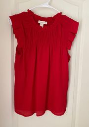 Red Short Sleeve Blouse