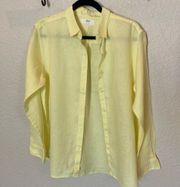 Uniqlo 100% Linen Yellow Button Down Shirt