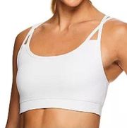 Gaiam Shine Wire-Free Medium-Impact Yoga Sports Bra White Strappy Large